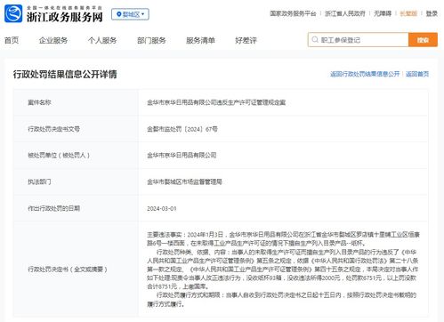 金華市京華日用品違反生產(chǎn)許可證管理規(guī)定案